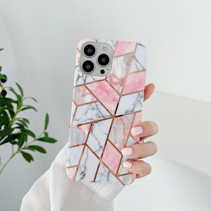 White Geometric Marble Case for iPhone 13 12 11 Pro Max XR XS 8 Shockproof Silicone - Aimall