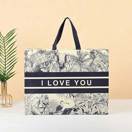 25x Fashion Non Woven Tote Bags Reusable Shopping Bags Clothing Store Black and White