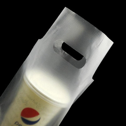 500PCS 1/2 Cup Take Out Bags Cup Carrier Clear Handle Drink Carrier Plastic Bags - Aimall