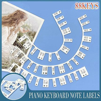 Removable Piano Keyboard Note Labels Reusable Silicone Stickers 88 Keys - Aimall
