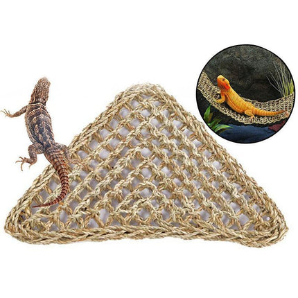 Natural straw reptile bed hammock for basking.