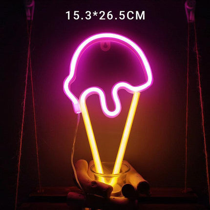LED Rainbow Neon Sign Lights Bedside Night Light Lamp Kids Room Home Wall Decor - Aimall