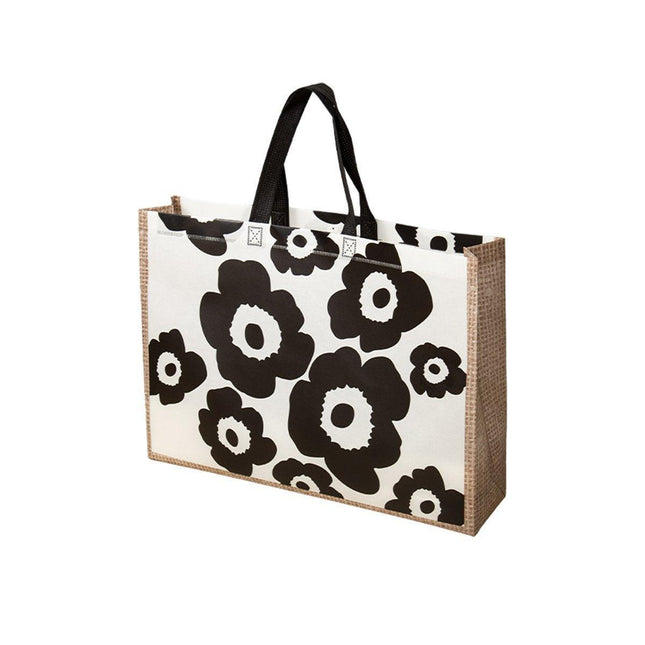 25x Fashion Non Woven Tote Bags Reusable Shopping Bags Clothing Store Black Flowers