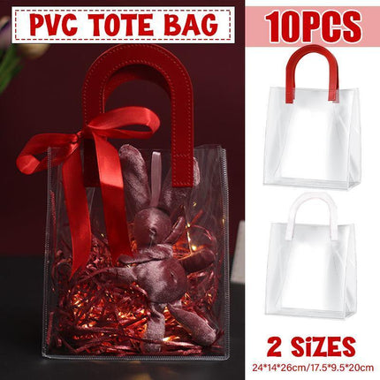 Transparent PVC Handheld Bags Transparent Gift Bag Handle Candy Containers Gifts White - Aimall