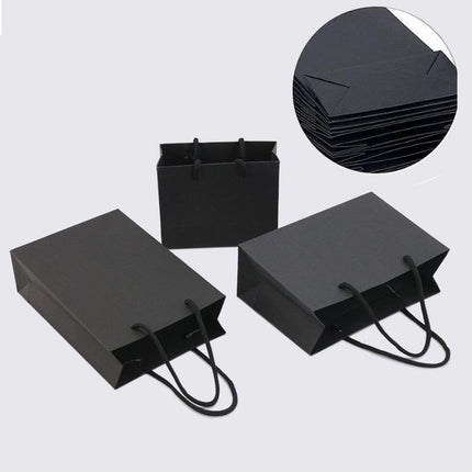 150PCS Bulk Black Paper Bags Gift Shopping Carry Craft Bag with Cutton Handles - Aimall