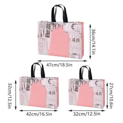 25x Fashion Non Woven Tote Bags Reusable Shopping Bags Clothing Store Pink