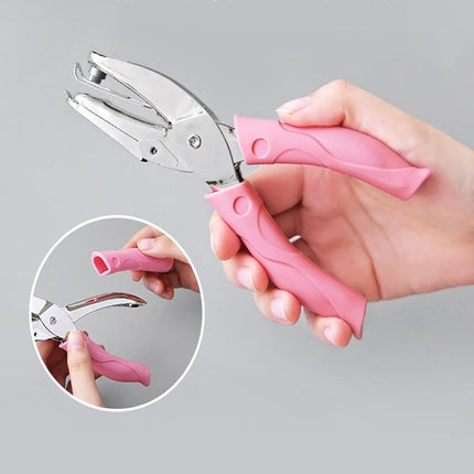 Circle/Heart/Star Shaped Metal Hole Punch pliers Soft Grip Paper Hand Puncher - Aimall