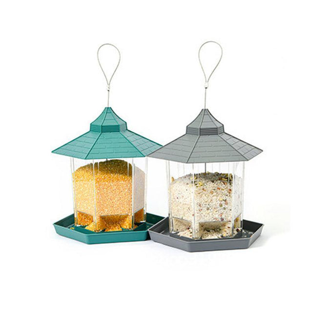 Garden Hanging Wild Bird Feeder Birds Gazebo Shape Container Waterproof Outdoor - Aimall