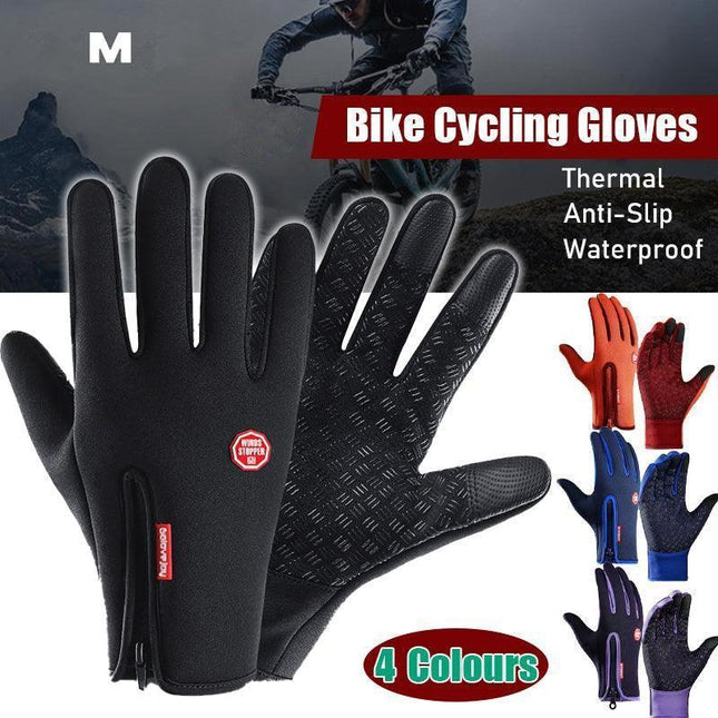 M Size Bike Cycling Gloves Touch Waterproof Full Finger Winter Fitness - Aimall