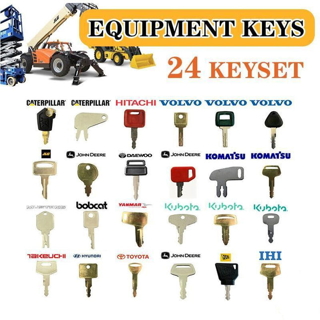 24 Heavy Equipment Construction Machines Master Ignition Key Cat Volvo Jcb Case - Aimall