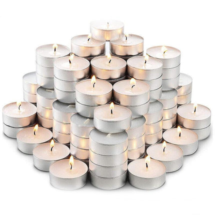 Long Lasting Tealight Candles Set 50PCS White Smokeless Paraffin Wax Cup