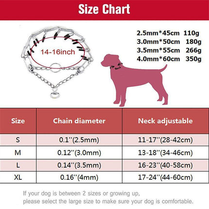 S-XL Collar Choke Steel Metal Chain Dog Training Adjustable Necklace Sliver - Aimall