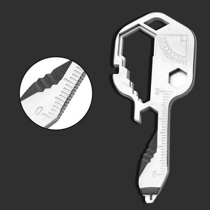 24 in 1 Multi-tool Key Shaped Pocket Keychain Bottle Opener Wrench Ruler Tools - Aimall