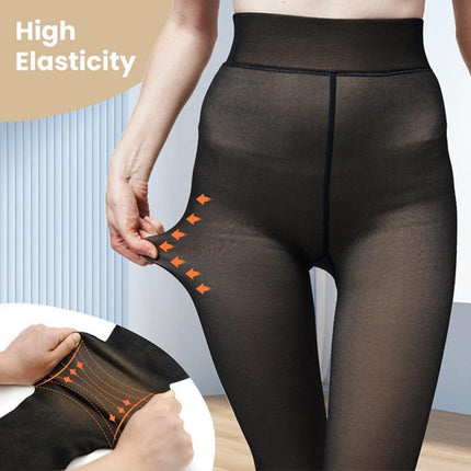 Womens Thermal Lined Translucent Pantyhose Winter Warm Fleece Tights Stockings - Aimall