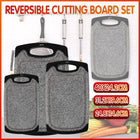 Plastic Chopping Board Cutting Boards Set for Kitchen Juice Groove Black Marble - Aimall
