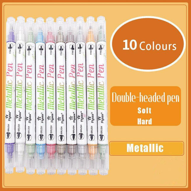 10 Colors Paint Pens Doodle Double Head Shimmer Markers Pens for Photo Album - Aimall