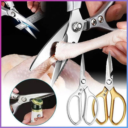 2x Japanese Heavy Duty Stainless Steel Kitchen Scissors Shears Fish Chicken Bone - Aimall