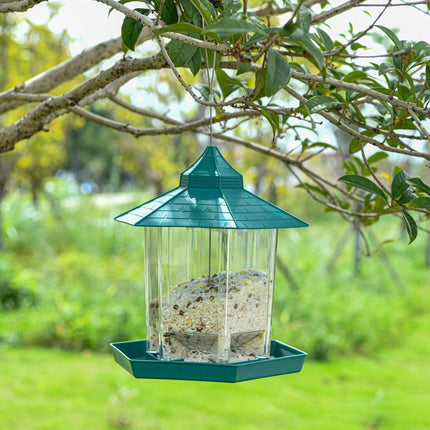 Garden Hanging Wild Bird Feeder Birds Gazebo Shape Container Waterproof Outdoor - Aimall