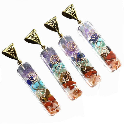 New Chakra Crystal 7 Stone Necklace Reiki Yoga Orgone Pendant Healing Stock - Aimall
