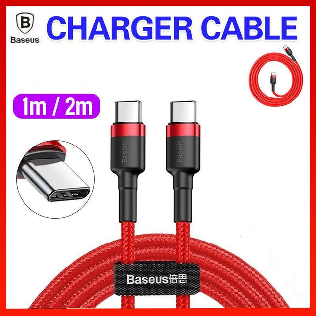 Red Baseus 60W USB C to Type C Charger Cable PD Fast Charge Lead For Samsung Huawei