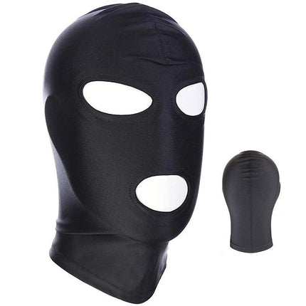 Black Face Mask Blindfold Head Mask Open Eye Mouth Adult Cosplay Gimp Mask - Aimall
