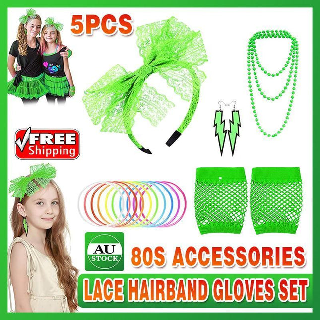 80S Accessories Gloves Fancy Party Neon Dress Rave Warmers Leg Fishnet Hen Beads - Aimall
