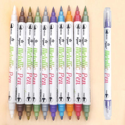 10 Colors Paint Pens Doodle Double Head Shimmer Markers Pens for Photo Album - Aimall