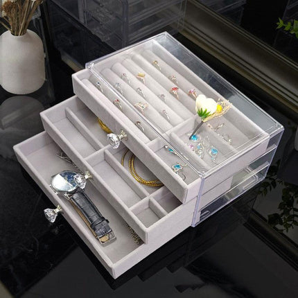 3Tier Acrylic Jewelry Organizer Box Display Drawer Case Earring Necklace Storage - Aimall
