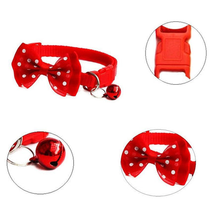 Bow Tie Cat Dog Kitten Collar with Breakaway Safety Release Buckle with Bell - Aimall