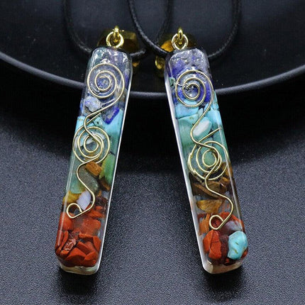 New Chakra Crystal 7 Stone Necklace Reiki Yoga Orgone Pendant Healing STOCK - Aimall