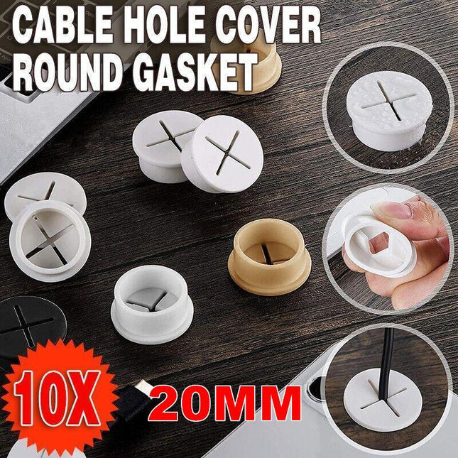 10 PCS 20mm Desk Cord Grommet, Flexible Silicone Cable Hole Cover Round Gasket - Aimall