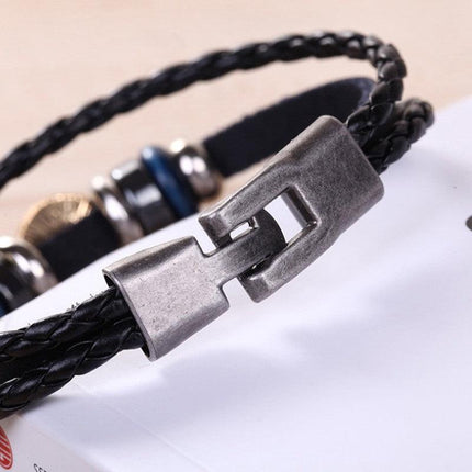 Wholesale Evil Eye Greek Mati Turkish Nazar Weaved Leather Bracelet Cuff Jewelry - Aimall