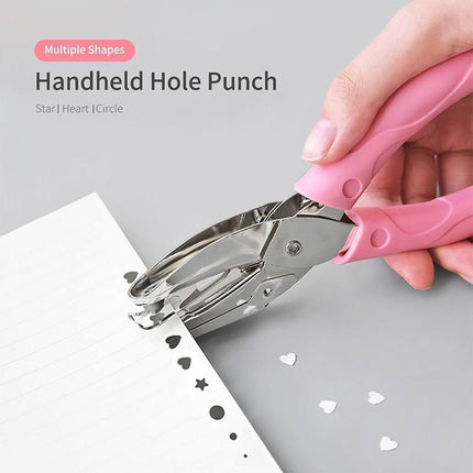Circle/Heart/Star Shaped Metal Hole Punch pliers Soft Grip Paper Hand Puncher - Aimall