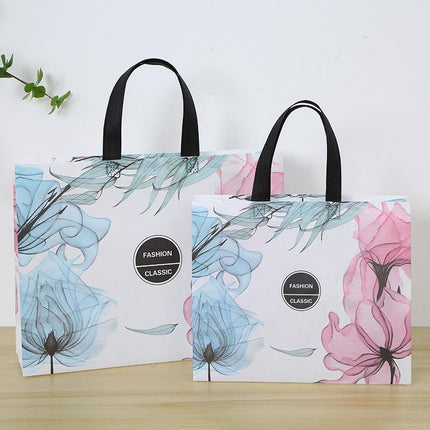 25x Fashion Non Woven Tote Bags Reusable Shopping Bags Clothing Store Blue and Pink