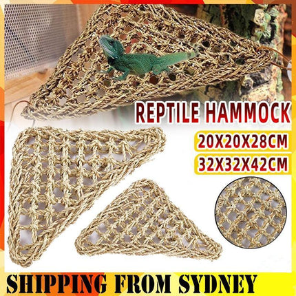 Natural straw reptile bed hammock for basking.