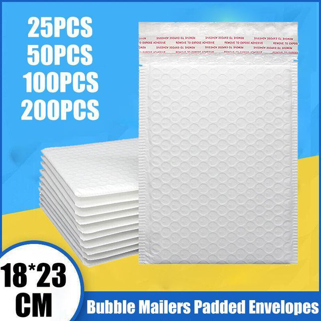 18*23cm Poly Bubble Mailers Envelope Padded Bag White Cushioned Satchel - Aimall