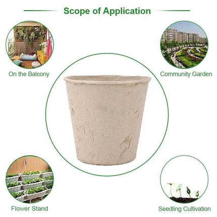 500PCS Nursery Pots Biodegradable Paper Pulp Peat Pots Plant Garden Seed Starter - Aimall