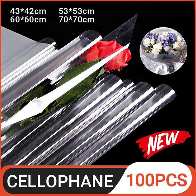 100x4Sizes Clear Cellophane Wrap Roll Gift Flower Bouquet Baskets Wrapping Paper - Aimall