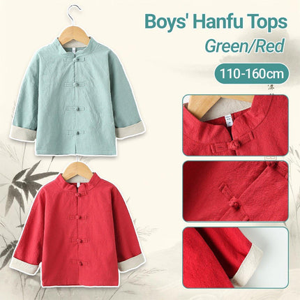 Boys Traditional Chinese Hanfu Cotton Linen Outfit Ancient Style Costume