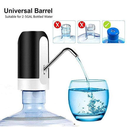 Electric Water Bottle Pump Dispenser Drinking USB Button Black White Drinking - Aimall