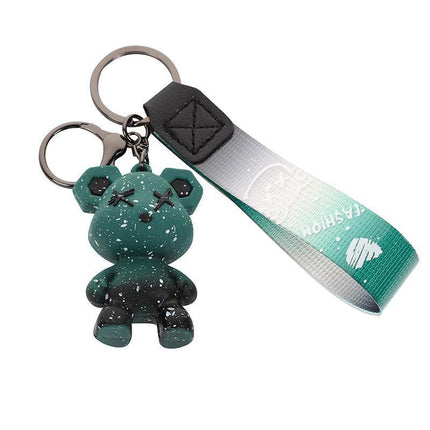 Car Keyring Animal Key Ring Lanyard Bear Keychain Gradient colour Bear Keychain - Aimall