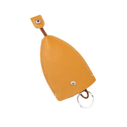Leather Key Pouch with Pull Strap Case Holder Bag Ring Organizer House Car Keys - Aimall