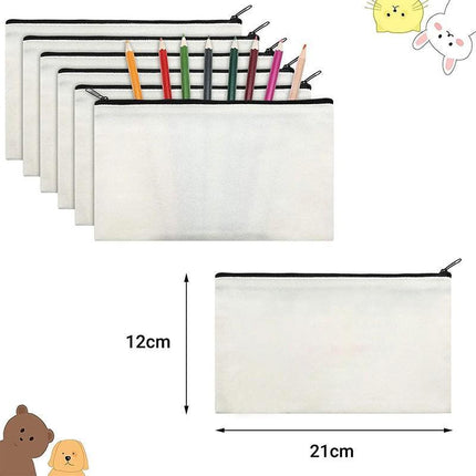 10x Canvas Makeup Bags Canvas Zipper Pouch Bags Pencil Case Blank DIY Craft - Aimall