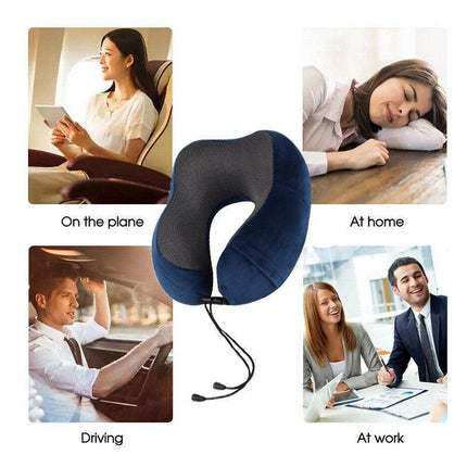 Memory Foam U-shaped Travel Pillow Neck Support Rebound Pad Sleeping Headrest - Aimall
