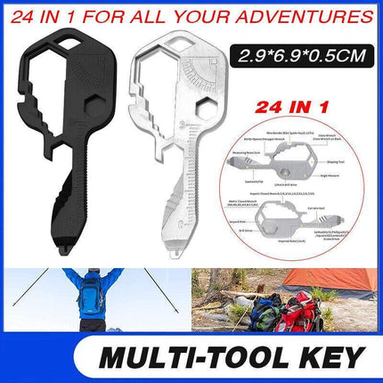 24 in 1 Multi-tool Key Shaped Pocket Keychain Bottle Opener Wrench Tools - Aimall