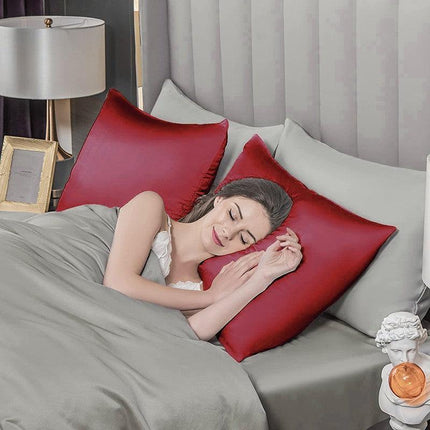 2X Satin Pillow Case Bedroom Pillowcase Cushion Covers Home Decor Luxury Slip - Aimall