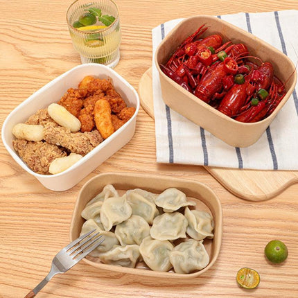 Disposable Kraft Paper Bowl Eco Takeaway Food Package Paper Cup Paper Lunch Box - Aimall