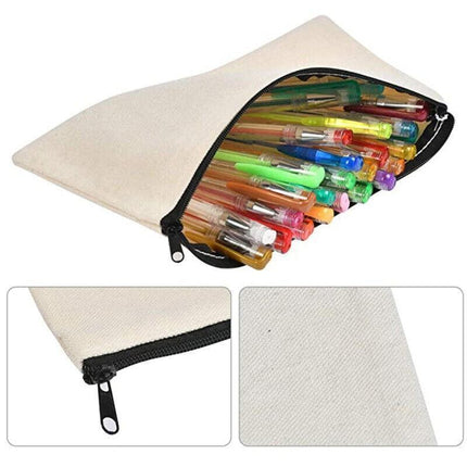 10x Canvas Makeup Bags Canvas Zipper Pouch Bags Pencil Case Blank DIY Craft - Aimall