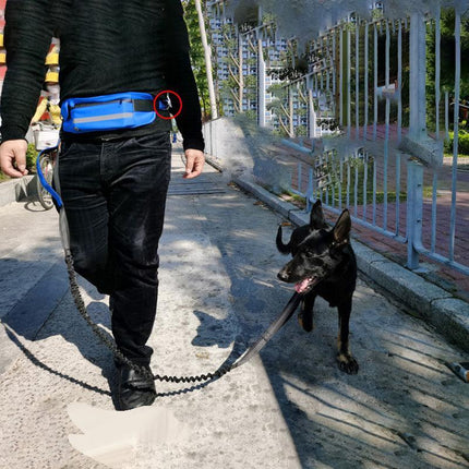 Adjustable Hands Free Dog Leash Lead + Waist Bag Belt Jogging Walking Running - Aimall