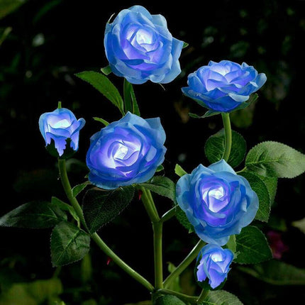 5 LED Solar Power Rose Flower Stake Lights Outdoor Garden Path Luminous Lamps - Aimall